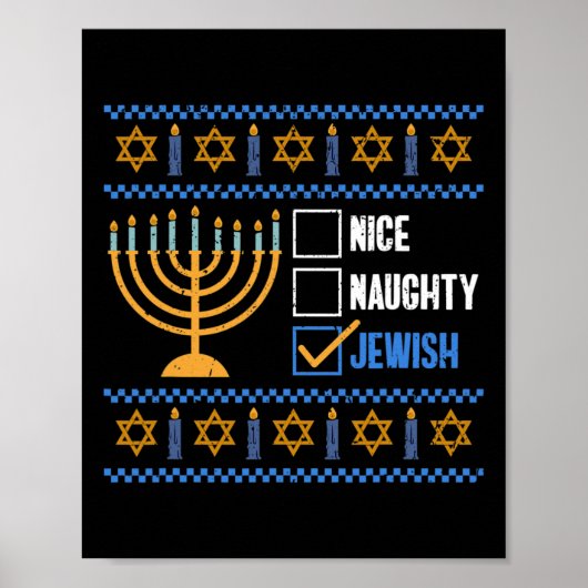 Poster Nice Naughty Jewish Ugly Hanoukka - Hanoukka (Devant)