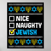 Poster Nice Naughty Jewish Ugly Hanukkah Sweater Chanukah (Devant)