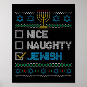Poster Nice Naughty Juif Laid Noël Sweater Funny H