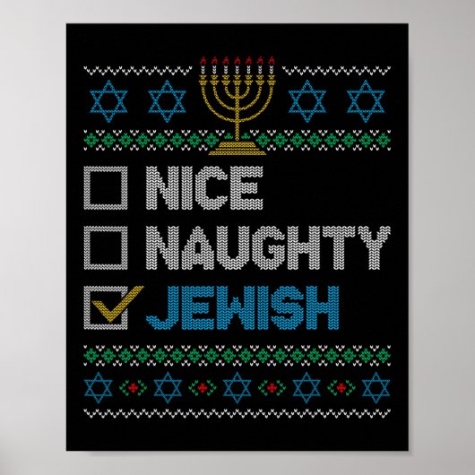 Poster Nice Naughty Juif Laid Noël Sweater Funny H (Devant)