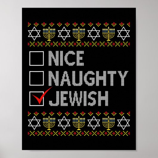 Poster Nice Naughty Juif Laide Hanoukka Sweater Funny Ch (Devant)