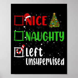 Poster Nice Naughty Laissé Sans Surveillance Liste De Noë