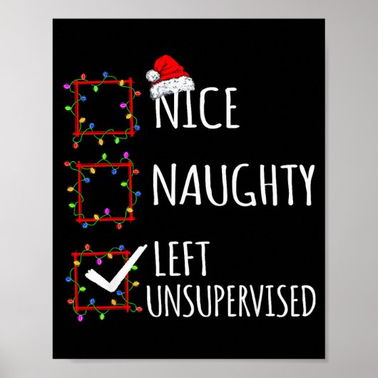 Poster Nice Naughty Left Unsupervised Christmas List Funn (Devant)
