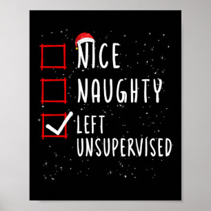 Poster Nice Naughty Left Unsupervised Christmas List Sant
