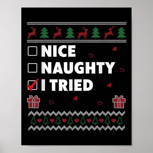 Poster Nice Naughty List Ugly Christmas Design Funny I Tr (Devant)