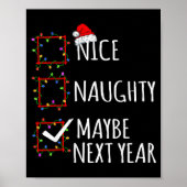 Poster Nice Naughty Maybe Next Year Christmas List Santa (Devant)