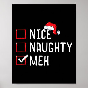 Poster Nice Naughty Meh Liste de Noël