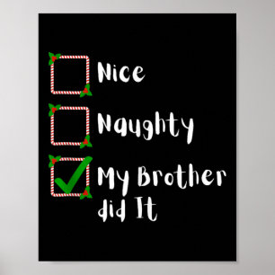 Poster Nice Naughty Mon Frère L'A Fait Famille De Noël Mo