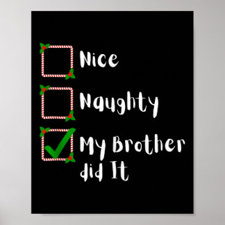 Poster Nice Naughty Mon Frère L'A Fait Famille De Noël Mo