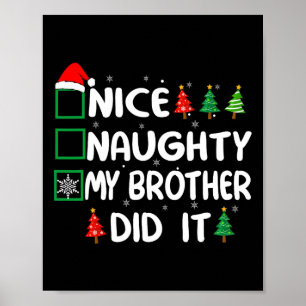 Poster Nice Naughty Mon Frère L'A Fait Liste De Noël Fami