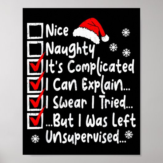 Poster Nice Naughty Multi Checklist Funny Christmas List (Devant)