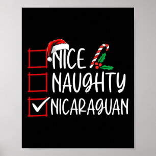 Poster Nice Naughty Nicaragua Liste de Noël Père Noël