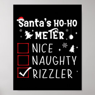 Poster Nice Naughty Rizzler Liste de Noël Xmas Rizz Sant
