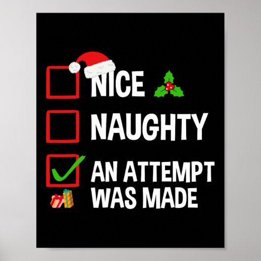 Poster Nice Naughty Une Tentative A Été Faite Drôle Noël (Devant)