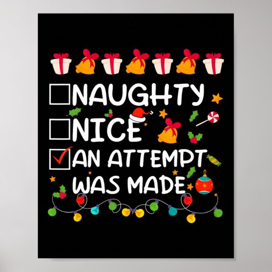 Poster Nice Naughty Une Tentative A Été Faite Drôle Noël (Devant)