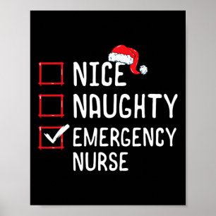 Poster Nice Naughty Urgence Infirmière Liste de Noël Er X