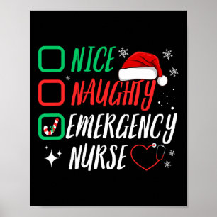Poster Nice Naughty Urgence Infirmière Liste de Noël Er X