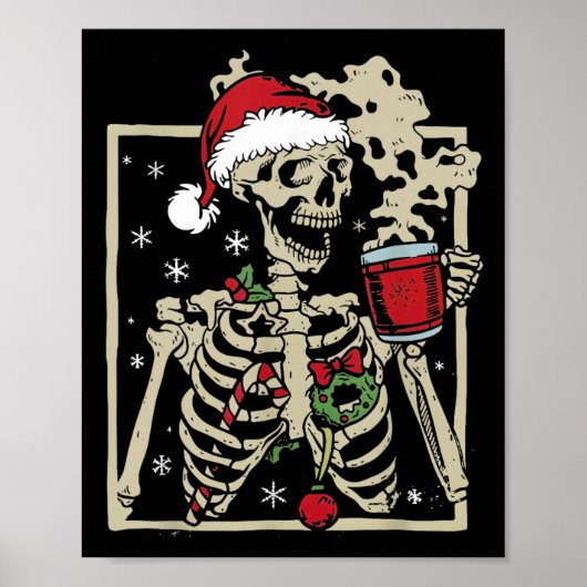 Poster Nice Skeleton Santa Hat Noël (Devant)