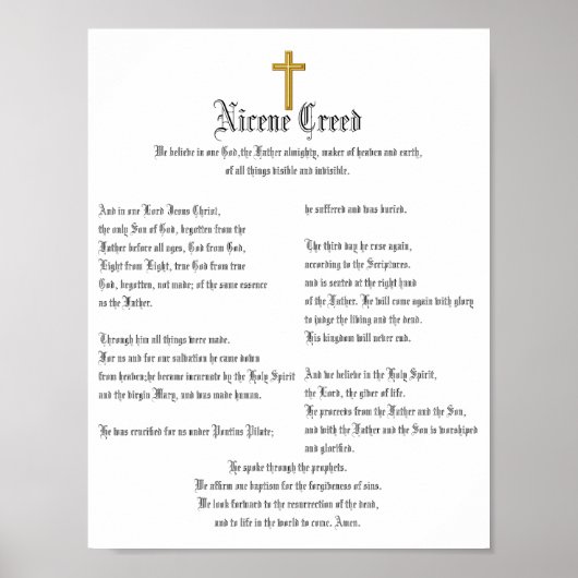 Poster Nicene Creed and Cross (Devant)