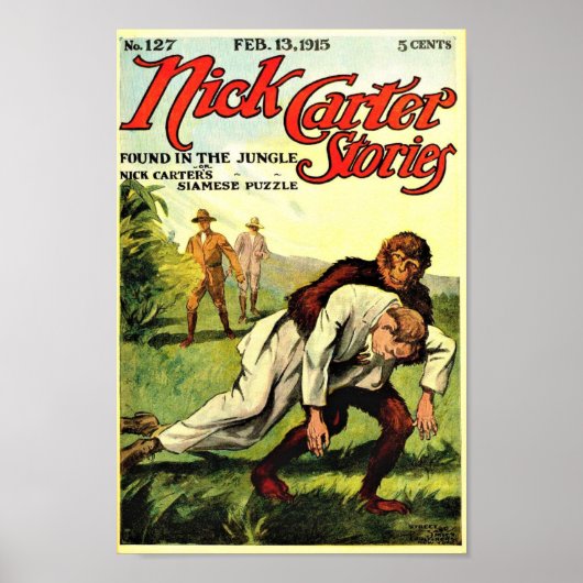Poster Nick Carter Stories 127 - Trouvé Dans La Jungle (Devant)