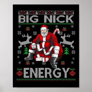 Poster Nick Energy Funny Père Noël Noël laid Sater Men W