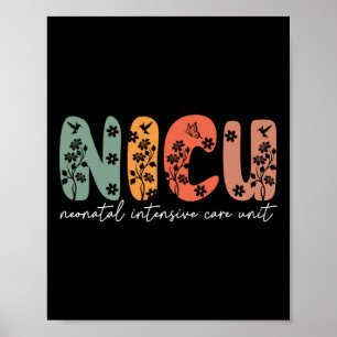 Poster Nicu Nurse Floral Nicu Boho Voiture néonatale inte
