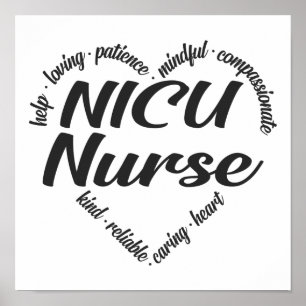 Poster NICU Nurse Heart Word Cloud