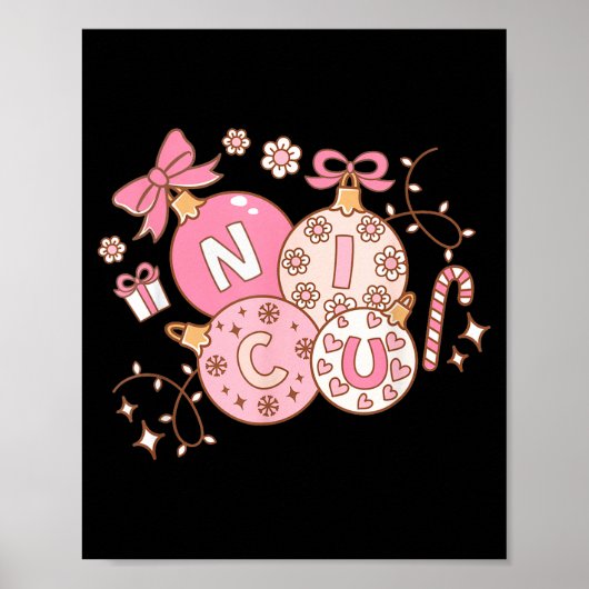 Poster Nicu Nurse Nk Christmas Retro Neonatal Intensive C (Devant)