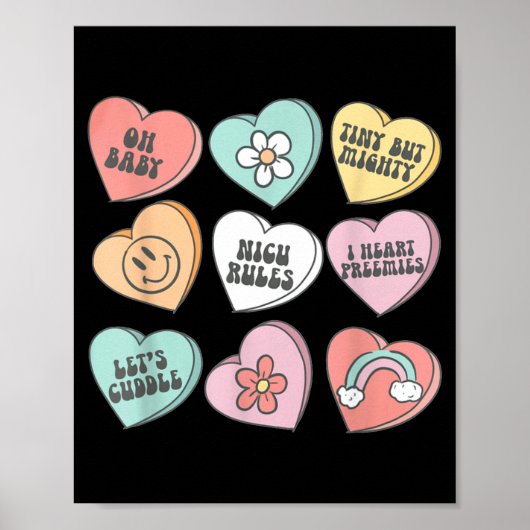 Poster Nicu Nurse Valentine's Day Heart Candy Neonatal Ic (Devant)