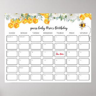 Poster Nid d'abeille floral Fête de naissance Anniversa