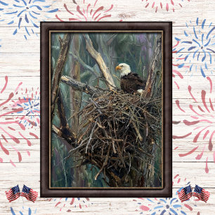 Poster Nid d'aigle chauve Art de bois