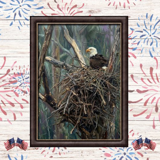 Poster Nid d'aigle chauve Art de bois