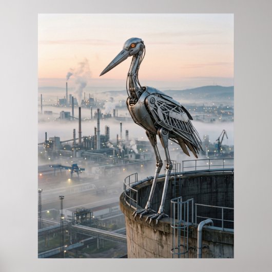 Poster Nid de cigogne industriel (Devant)