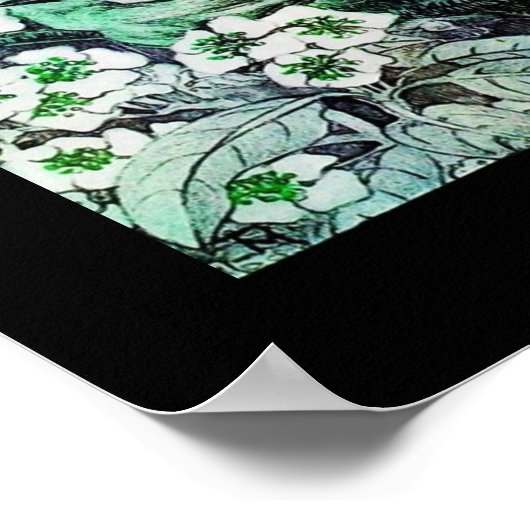 Poster NID OISEAU, blanc vert noir (Coin)