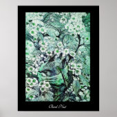 Poster NID OISEAU, blanc vert noir (Devant)