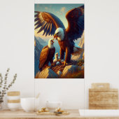 Poster Nidification de famille d'aigle au sommet d'une fa (Cuisine)