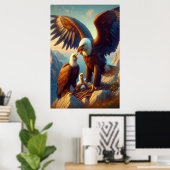 Poster Nidification de famille d'aigle au sommet d'une fa (Bureau à domicile)