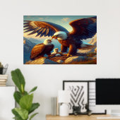 Poster Nidification de famille d'aigle au sommet d'une fa (Bureau à domicile)
