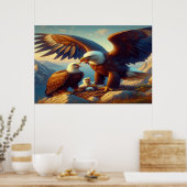 Poster Nidification de famille d'aigle au sommet d'une fa (Cuisine)