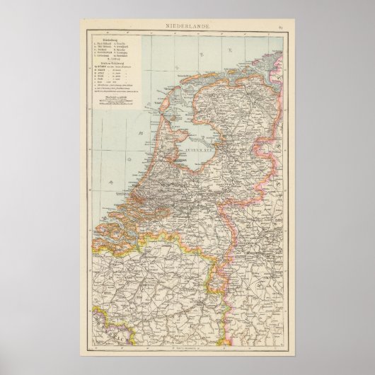 Poster Niederlande - Carte Pays-Bas (Devant)