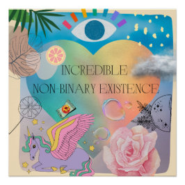 poster niet-binaire transgentische eenhoorn perfect poster
