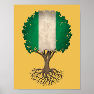 Poster Nigeria Drapeau Arbre de Vie Personnalisable