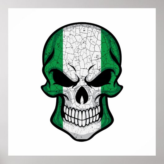 Poster Nigeria Drapeau crâne souriant (Devant)