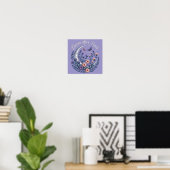 Poster Night Garden Faux Embroidered Moon with Moths (Bureau à domicile)