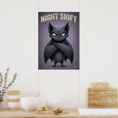 Poster Night Shift – Funny Angry Bat Cartoon Character (Cuisine)