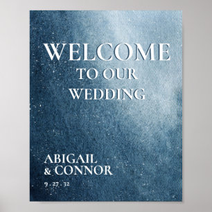 Poster Night Sky Stars Marine Bleu Blanc Welcome Mousse B