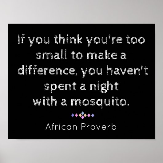 Poster Night with Mosquito - African proverb - print (Devant)