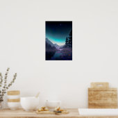 Poster Nightfall de rivière : Forêt, Fleurs et étoiles (Cuisine)