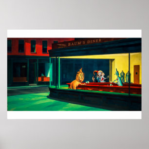 Poster Nighthawks à l'eau :affiche