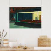 Poster Nighthawks - Diner vide - Edward Hopper - (Cuisine)
